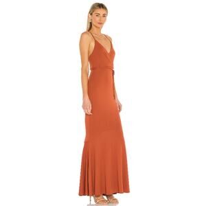 Michael Costello Genevive Maxi Dress Burnt Sienna Women's Small Crossover Bodice